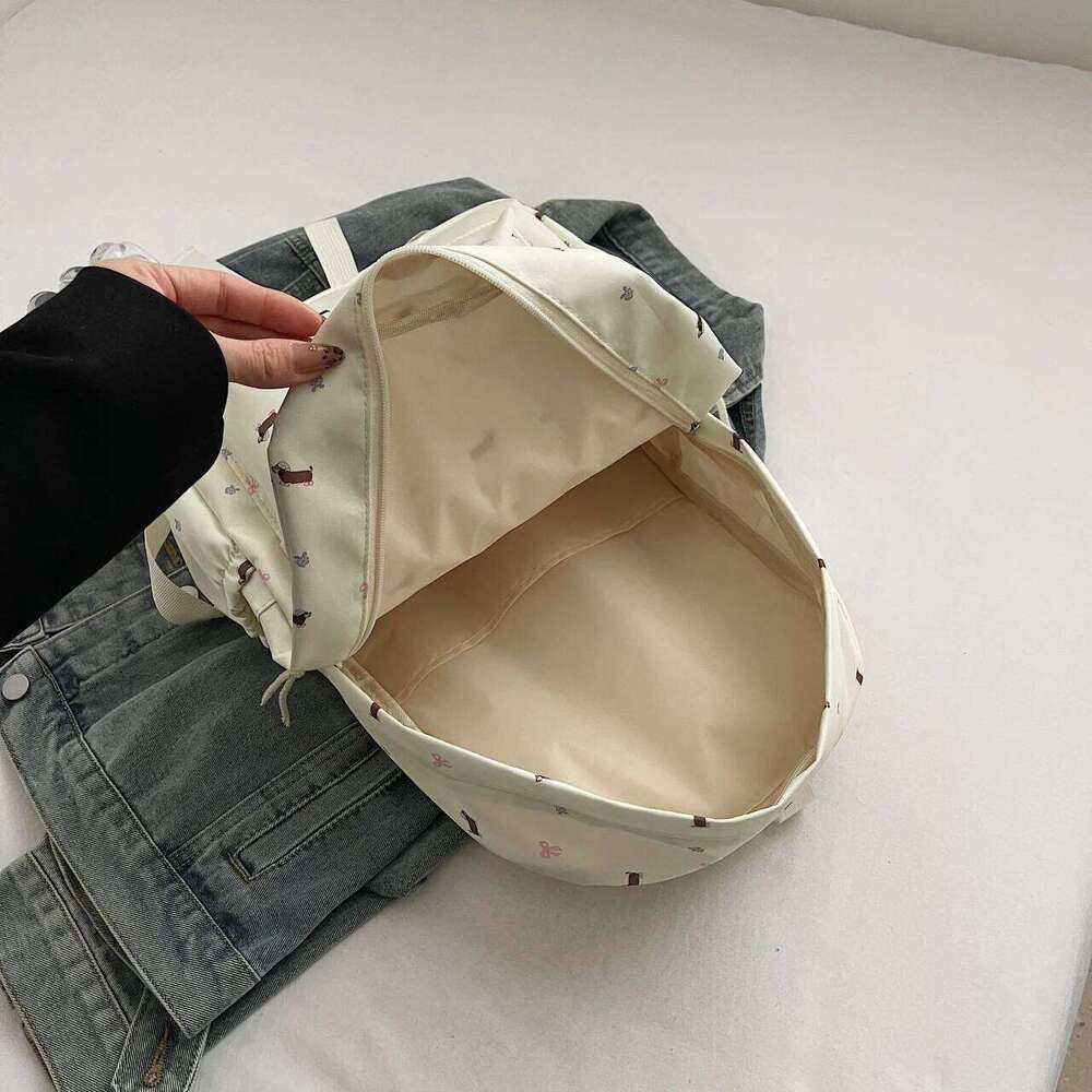 New cute Japanese puppy backpack girls; floral rucksack for middle and high school students