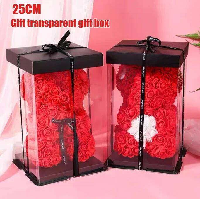 Valentine's Day DIY Birthday Anniversary Artificial Rose Bear Gift Box Packaging Wedding Decoration Y260131