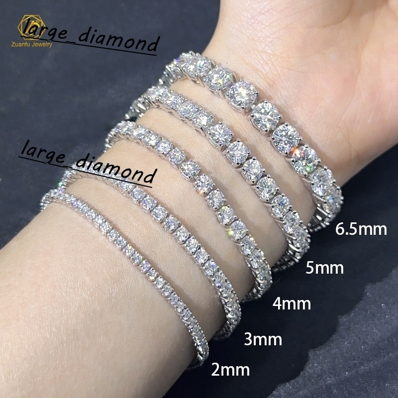 Fine Jewelry Vvs Moissanite Chain 2mm 3mm 4mm 5mm 925 Sterling Silver White Gold Women Men Gra Lab Diamond Tennis Bracelet