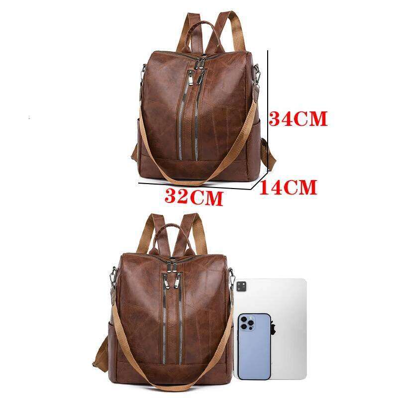 Retro Women Sac A Dos Female Pu Leather Backpacks Purses Designer Ladies Large Capacity Mochilas Rucksacks High Quality Bookbags