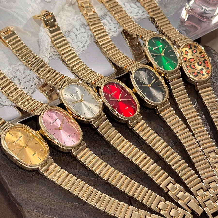 Golden Retro Fashion Ladies Oval Quartz Watch Elegant Small Gold Watch High-End Trendy Timepiece for Women 260126