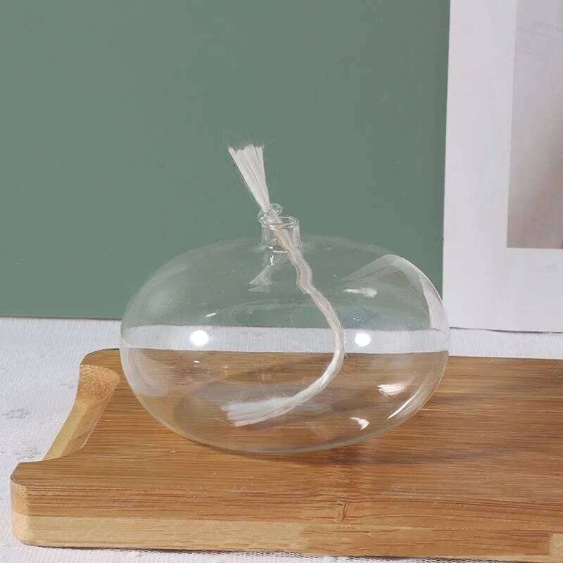 Oil Set Glass Lamp with Wick Desktop Emergency Light for Indoor Use Rustic Farmhouse Decoration Transparent Y260131