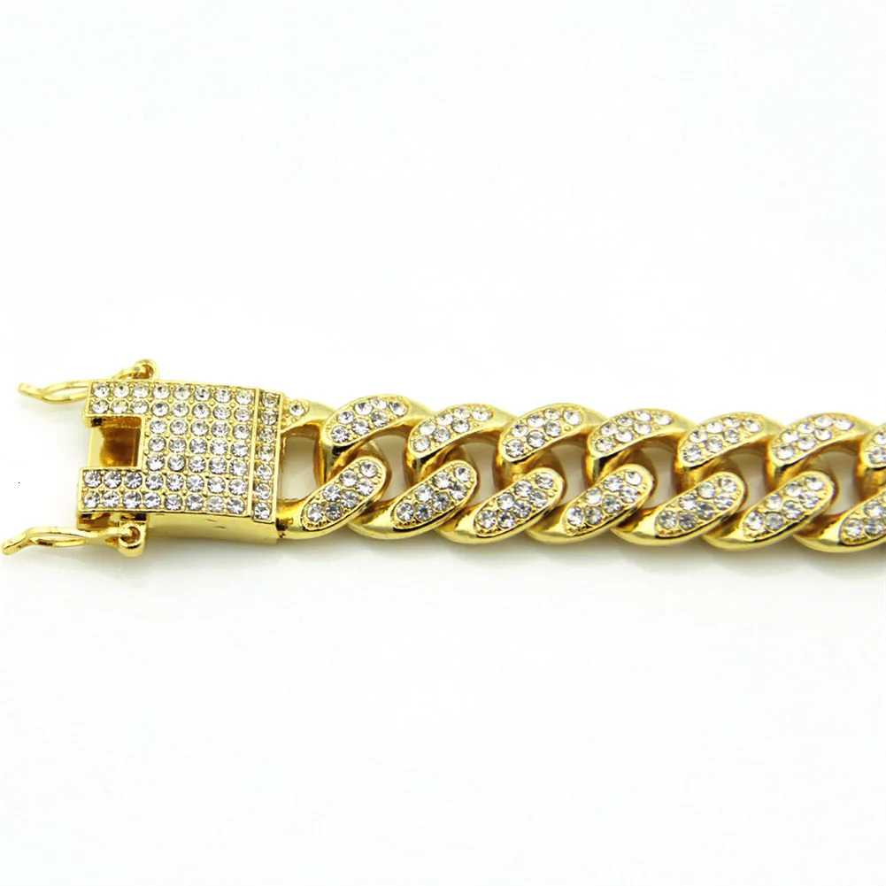 HNSP 12MM Lced Out Cuban Link Chain Bracelet For Men Hip Hop Accessory Jewelry 260126