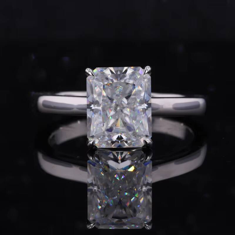 Best Quality Radiant Crushed Iced Moissanite Engagement 925 Silver Rings Jewelry