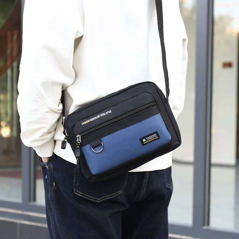 Business Work Travel Canvas Crossbody New Multi-pockets Men's Shoulder Bag Waterproof Large Capacity for Male 2025