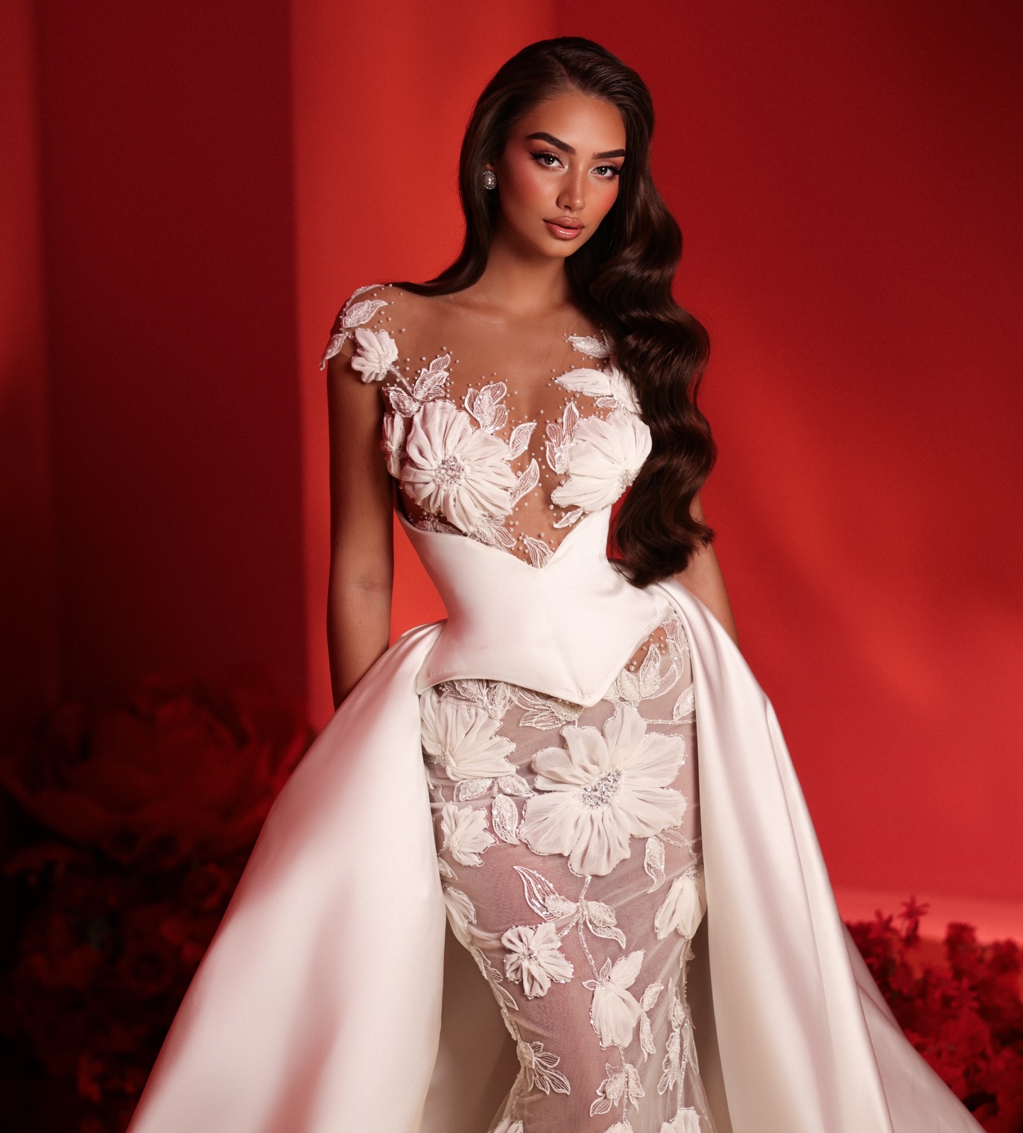 Sexy Mermaid Wedding Dress Sheer Neck Sleeveless Bridal Gowns Appliques Beaded Detachable Train Dresses Custom Made vestidos de novia