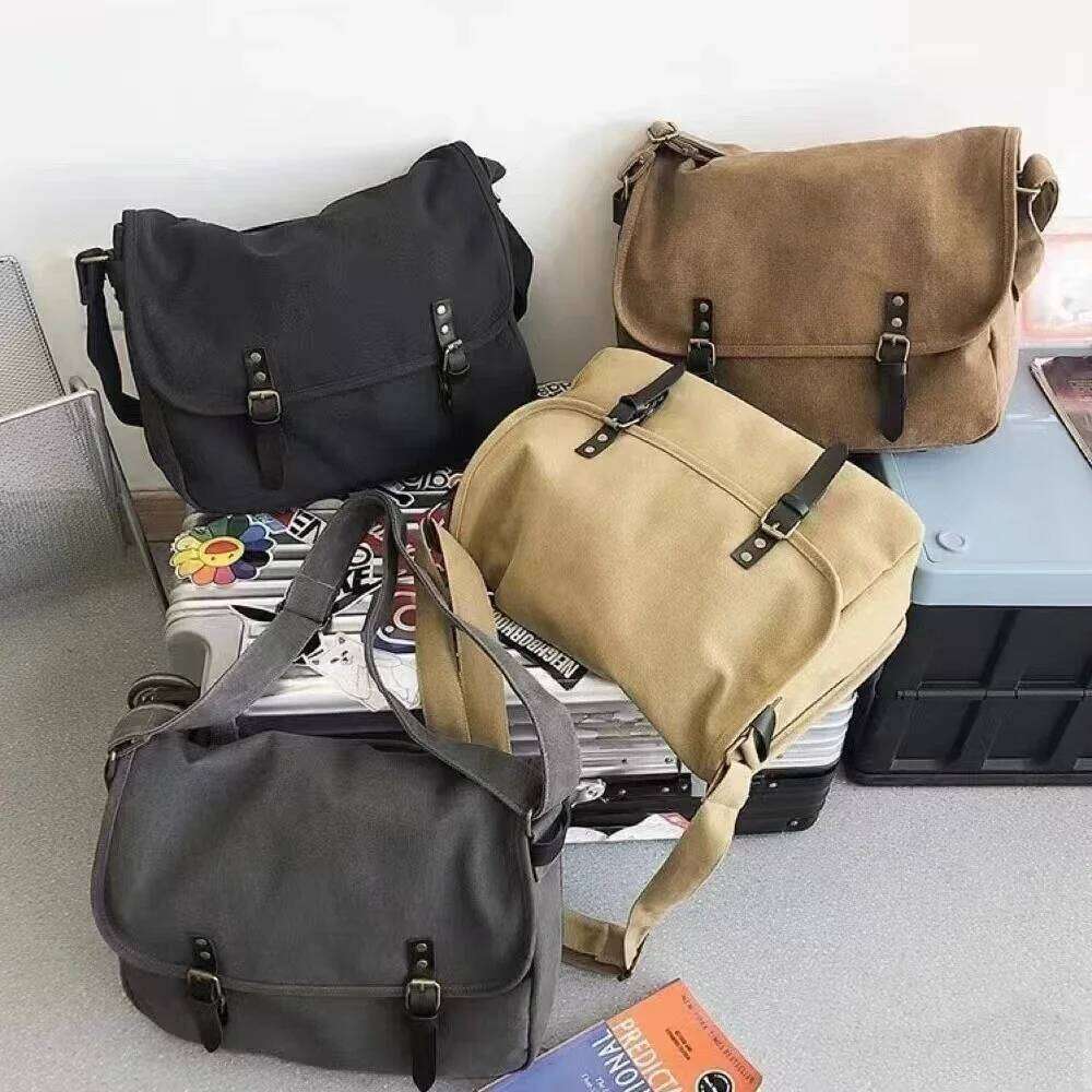 Mens Casual Handbags Vintage Shoulder Messenger Bag Leisure Student Satchel Package Bolsos Crossbody Bags Canvas Large Capacity
