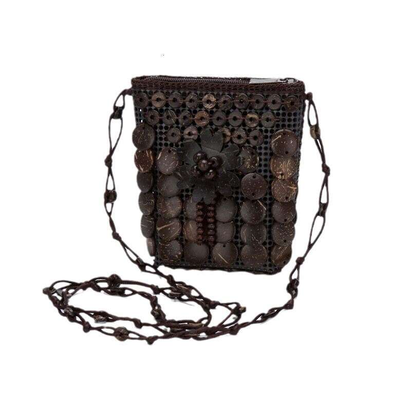 Handbag Small Wallet Crossbody Beaded Coconut Shell Woven Bag