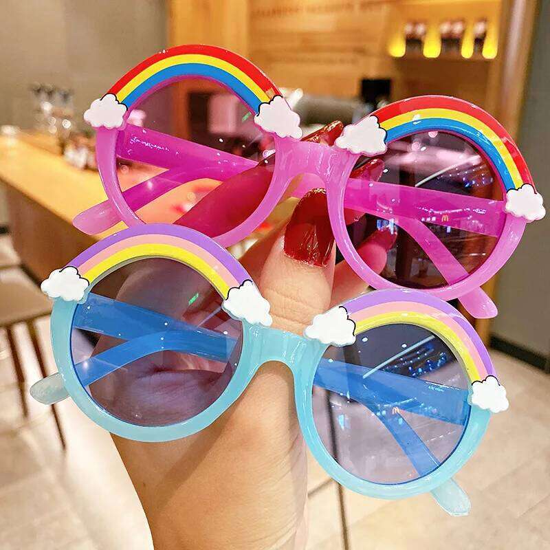 New Children Sunglasses Girls Decorate Rainbow Fashion Sun Glasses Cute Baby Outdoor Sunshade Eyewear UV400 Gafas De Sol H260130