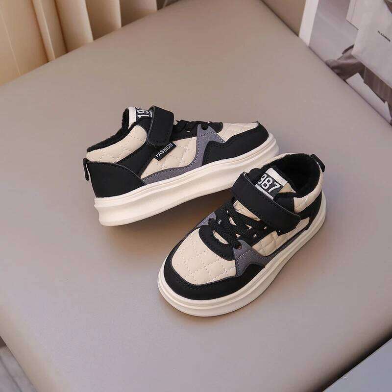 1-8 Years Old Children's Padded Sneakers Red Thickened High-top Boys Girls Cotton Winter Soft Non-slip Kids Walking Shoes Y260128