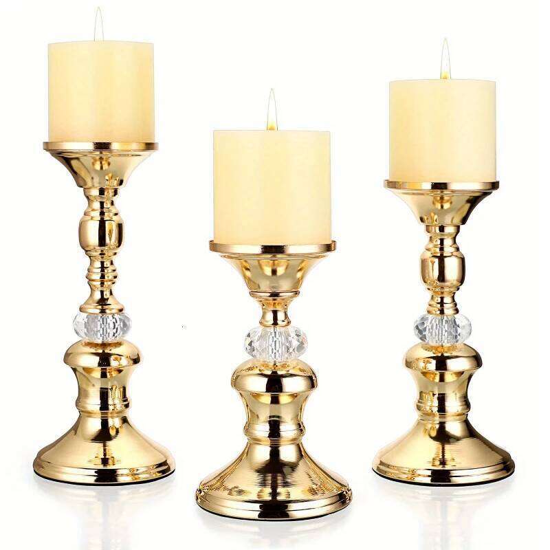 1pc Iron Roman ColumnVintage Metal Pillar Candlestick Holders Elegant Crystal Candle Stands Home Decoration Y260131