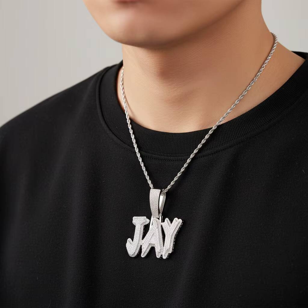 Copper MoissaniteVVS Water Drops Spiny Large Letter Stitching Combination Bamboo Chain Pendant Necklace Personalized CE New Hip-Hop