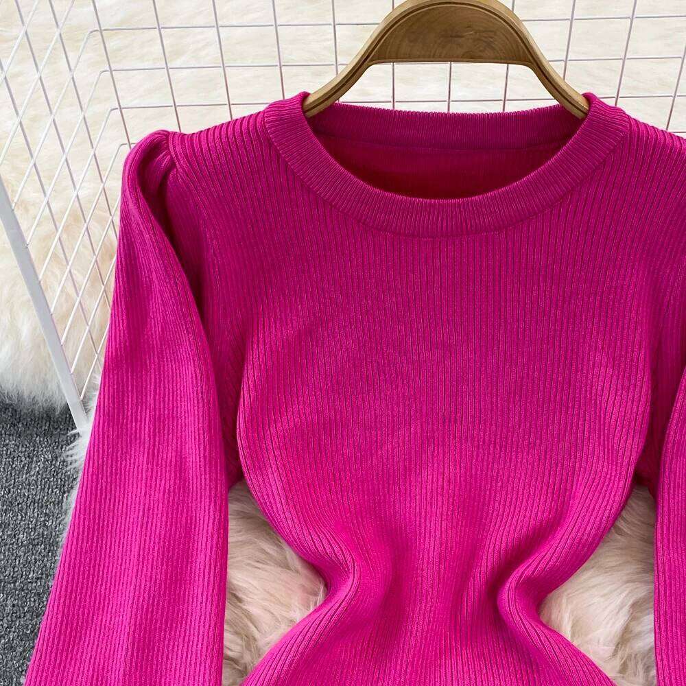 New Bottons Sexy Knitted Dress Elegant Long Sleeve Slim O Neck Fashion Ladies Party Bodycon Sweater Midi Dresses XJ260131