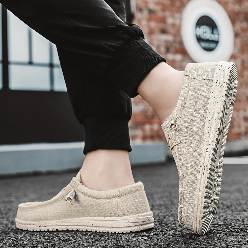 Men Shoes Casual Canvas Loafers Shoes Light Breathable Flats Leisure Male Vulcanized Shoes Walking Sneakers Plus Size 39-46 260126