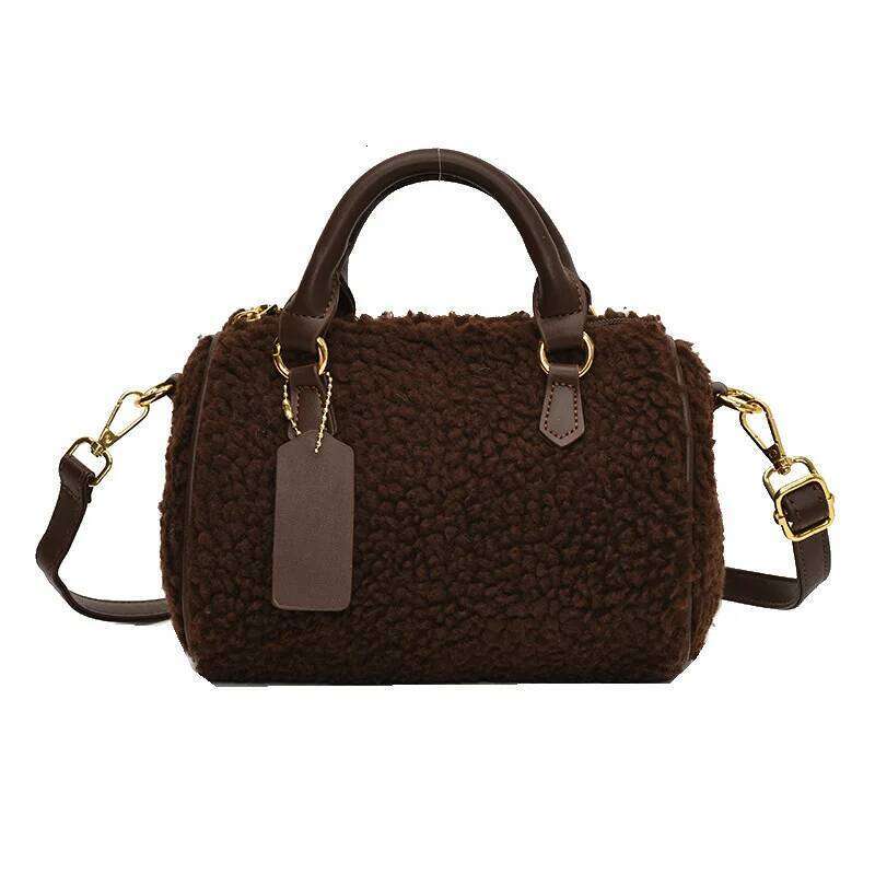 2025 Autumn and Winter Fashion High-End Hand-Held Lamb Wool Pillow Women's Korean Style Casual Shoulder Bag XJ260131