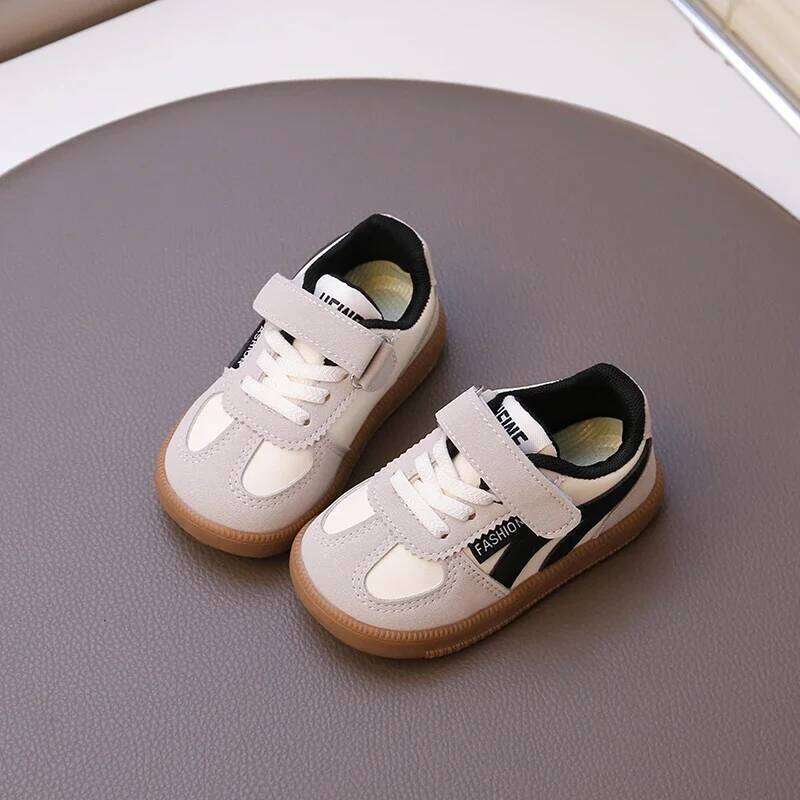 Children's Sneakers 1-8 Years Old Beige Lightweight Boys Girls Casual Four Seasons Black Soft Non-slip Kids Single Shoes Y260128