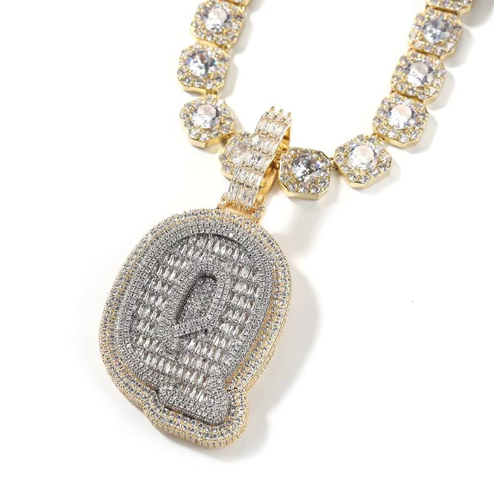 Luxury Mens Double Layer Initials Necklace Choker Baguette Diamond-Encrusted Customizable Hip Hop Rhodium Plating Rope vvs moissanite