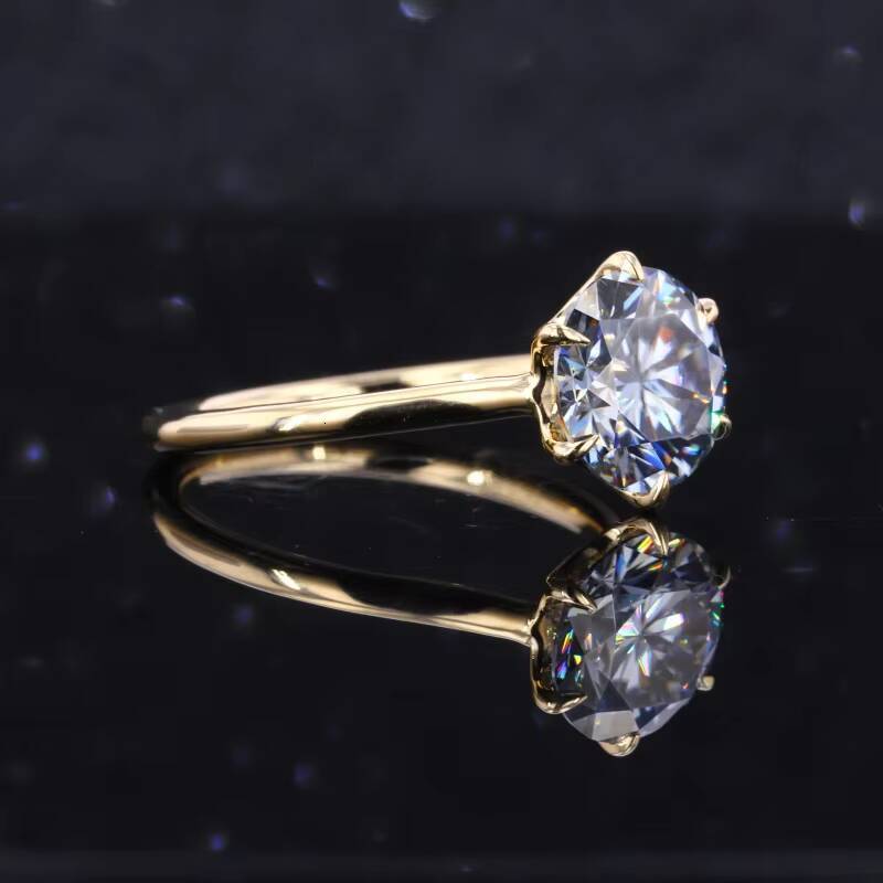 Starsgem 18K Yellow Joyeria De Oro 85mm 25ct Grey Moissanite Engagement Ring