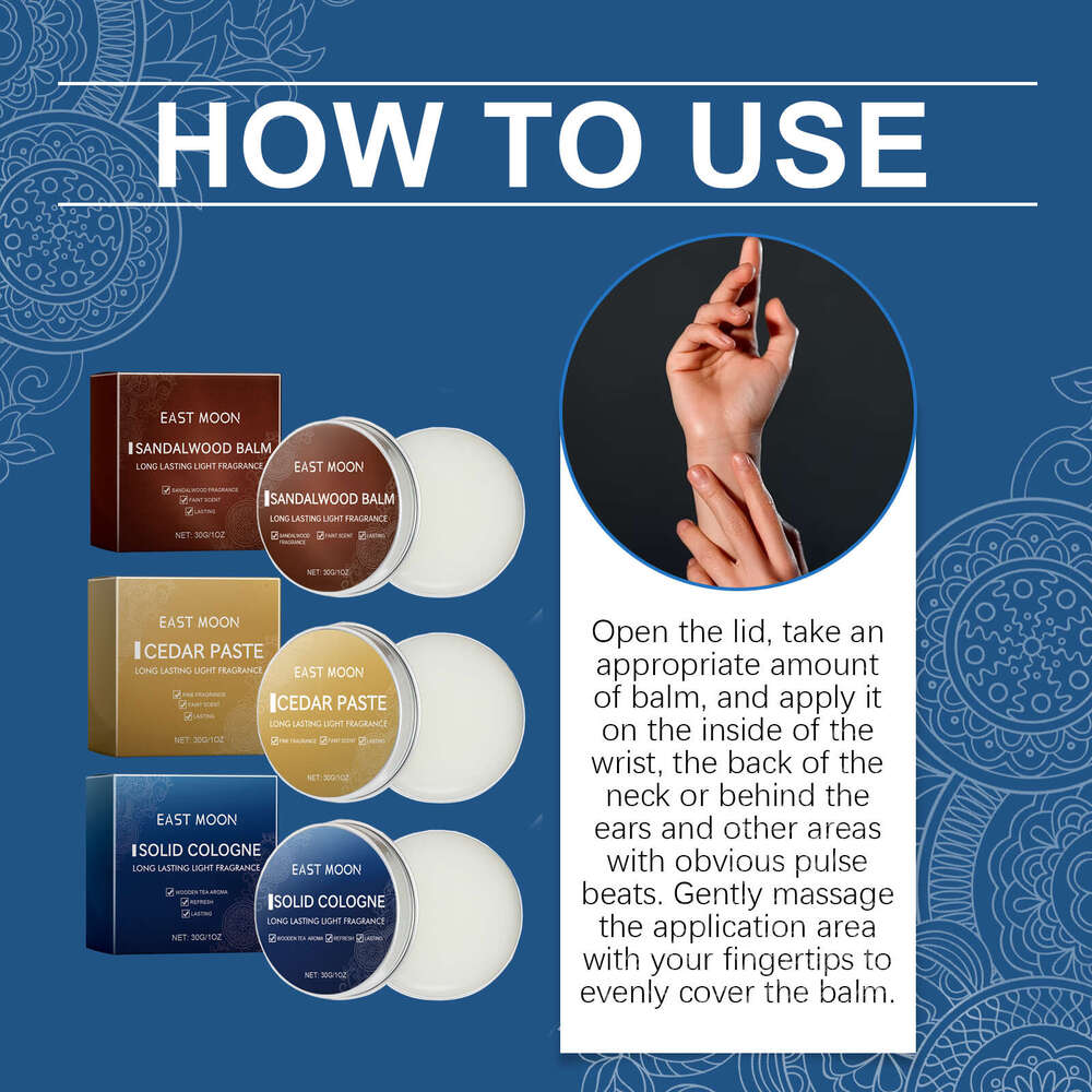 East Moon Sandalwood Men's Charm Solid Fresh and Natural Portable Long-lasting Fragrance Balm S260131