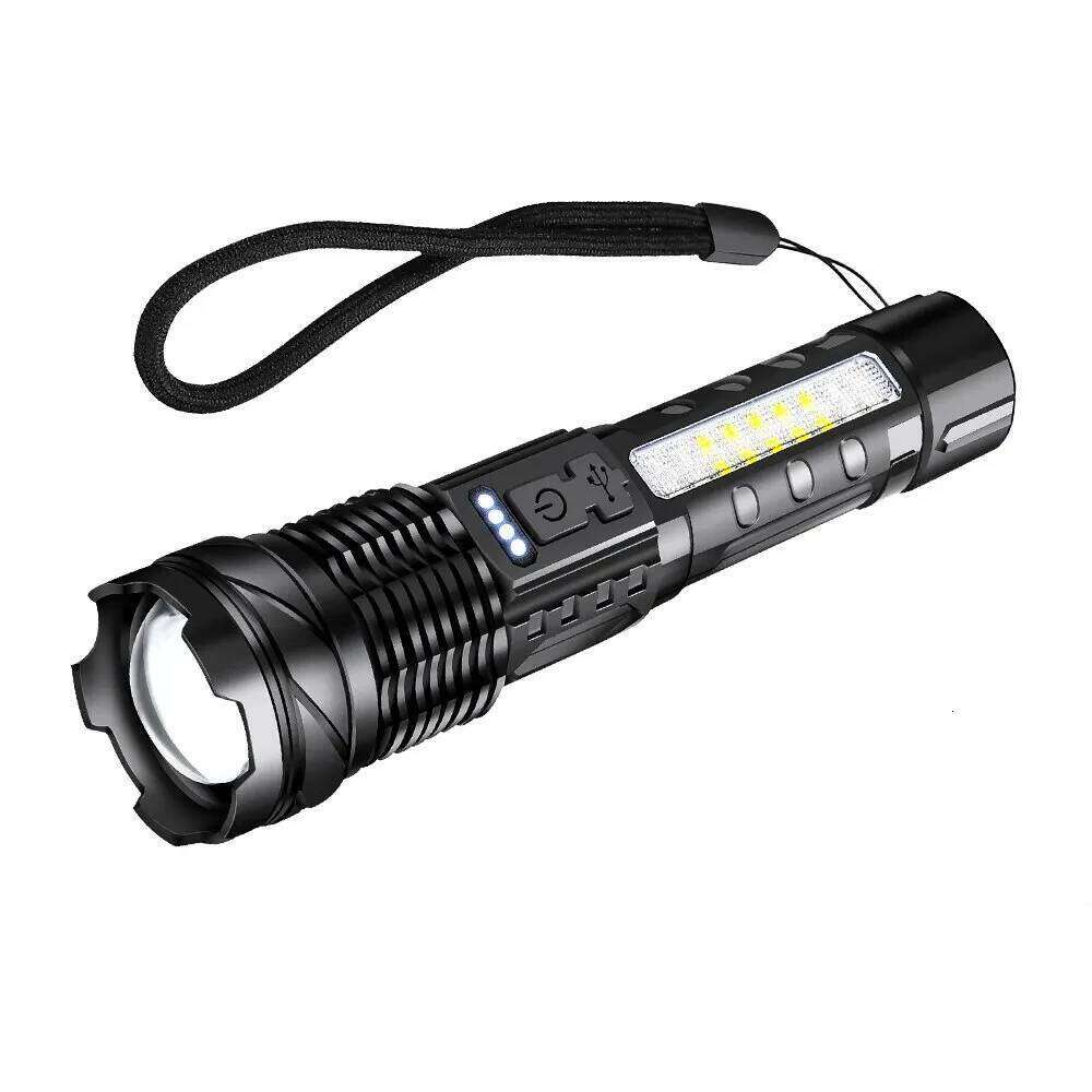 High Power Led Usb Flashlight Ultra Powerful Rechargeable Self Supplies Personal Defense Articles Headlamp Self-defense H260131