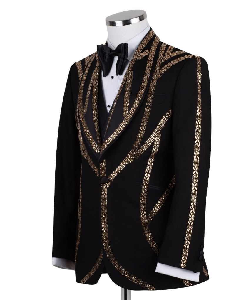 Luxurious Crystals Wedding Suits For Men Shawl Lapel Single Breasted Jacket Sets Classic Fit Business Party 2 Pieces Customized