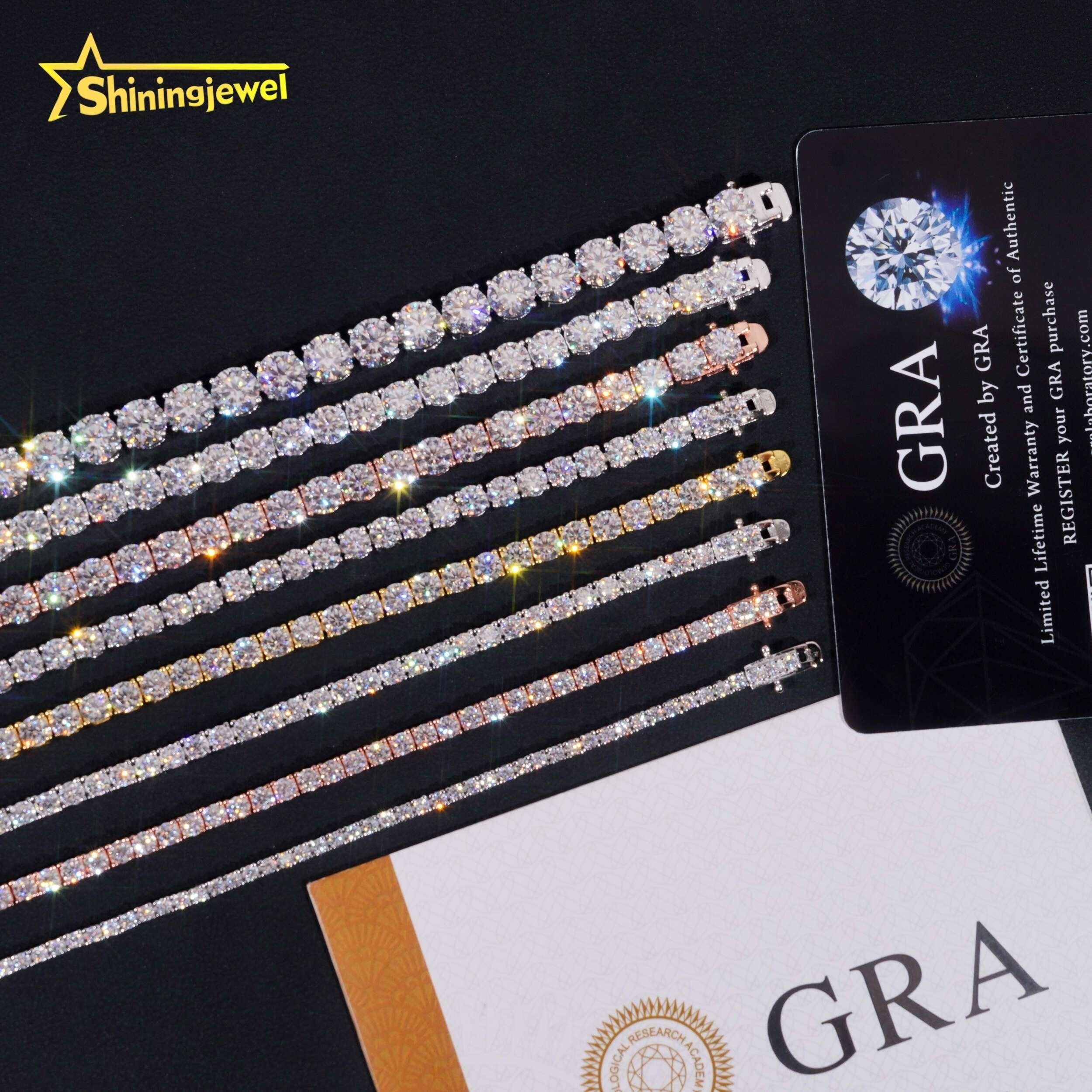 Hot Sale Classic Men Women Prong Setting D Color VVS 925 Silver Hip Hop Moissanite Tennis Bracelet
