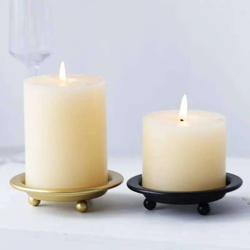 New 2/1PC Iron Black Gold Tray Base Wedding Party Holiday Banquet Decorative Holder Art Gifts Cup Candle Y260131