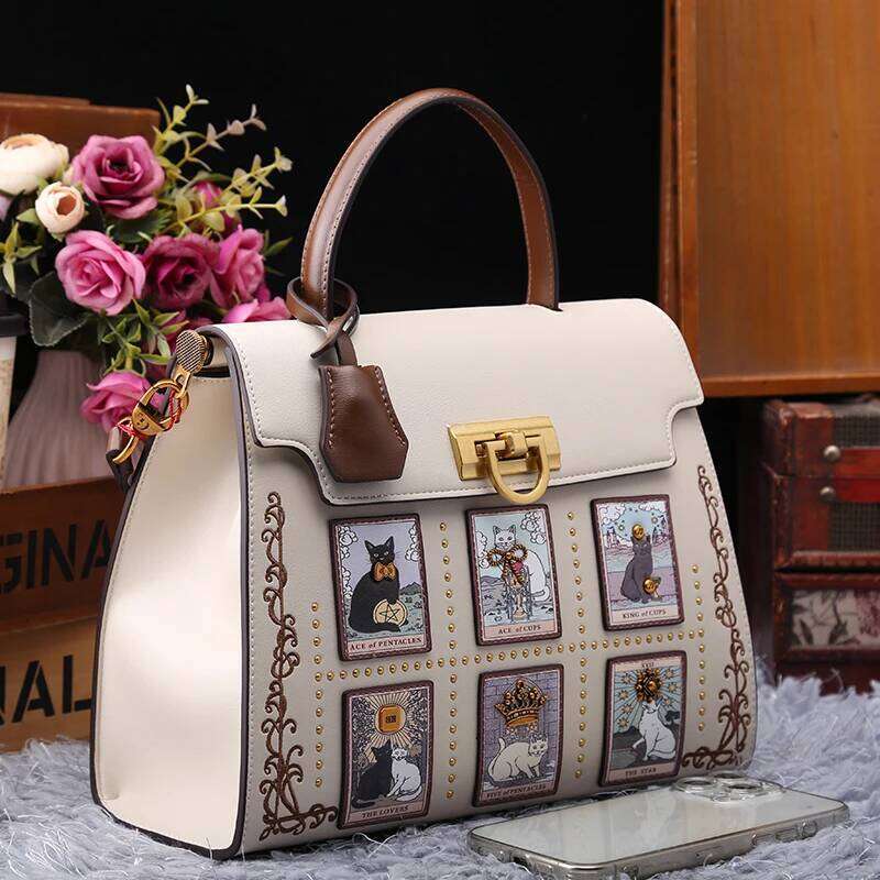 Light luxury brand women's handbag 2025 new autumn and winter fashion heavy industry painting designer Shang crossbody bag large