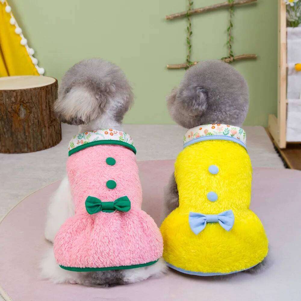 Cute Puppy Winter Dress Princess Warm Pet Clothes Cat Outfit Skirt Autumn Small Medium Dog Coat H260129