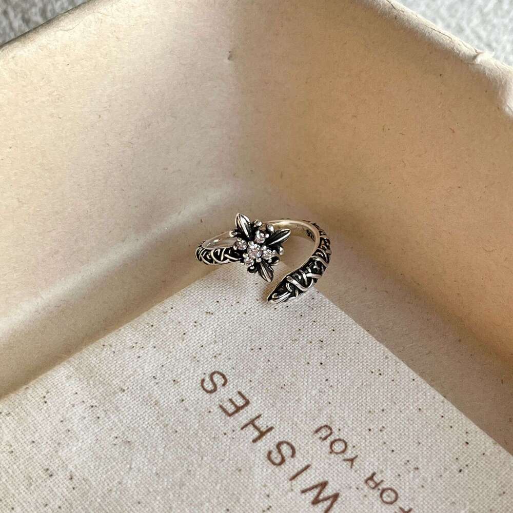 Dark Zirconia Ring Adjustable Jewelry Minimalist Hip-Hop Street Style