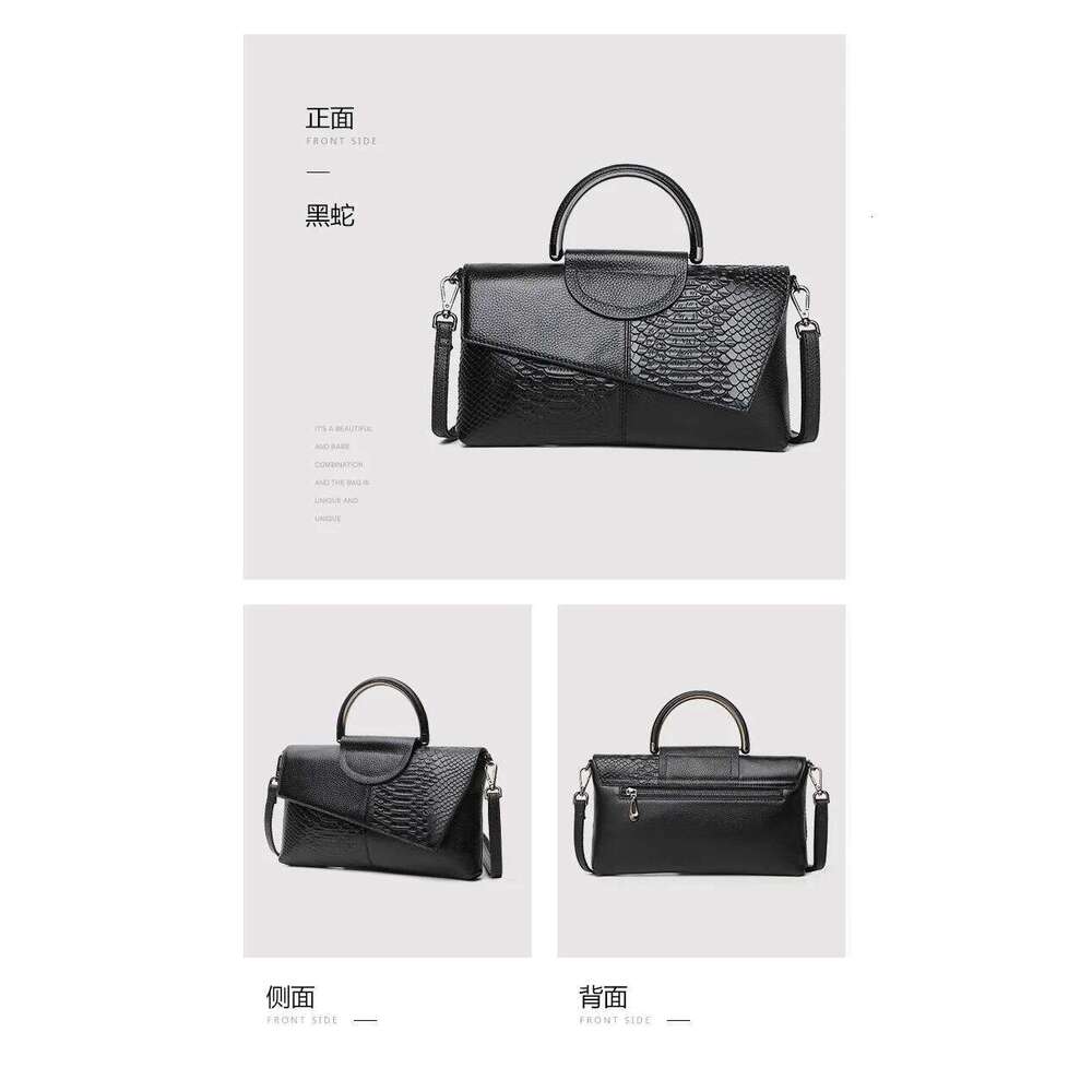 Fashion Temperament Convenient Pure Color Simple Ladies Business Bag Crossbody Handbag Crocodile Texture Snake Print