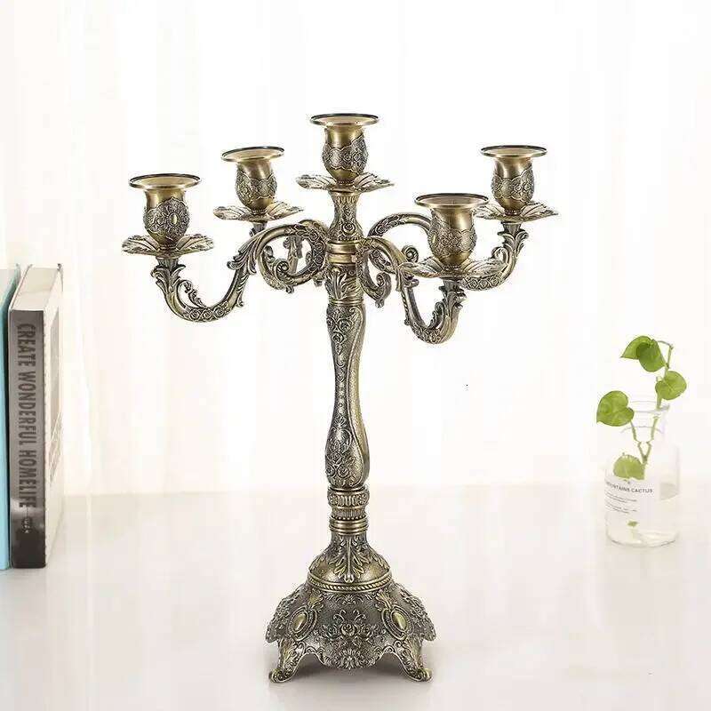 Bronze Metal Candle Stand Restaurant Wedding Decoration Candlelight Dinner Props Candlestick Holder Accessories Y260131