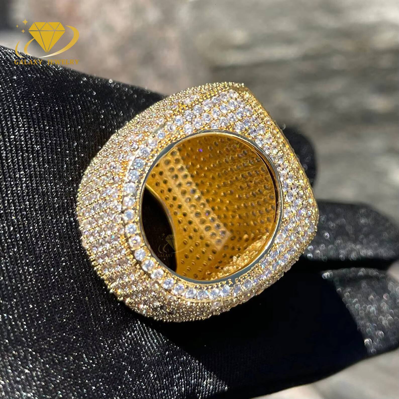 Fine Jewelry Rings Rappers Hip Hop Men Gold Plated Moissanite Diamond Vvs Engagement 925 Sterling Silver Iced Out Ring