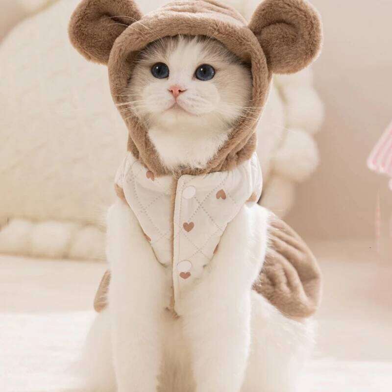 Sweet Heart Print Winter Teddy Cotton Dress Warm Hoodie Plush Thickened Dog Clothes Pet Supplies H260130