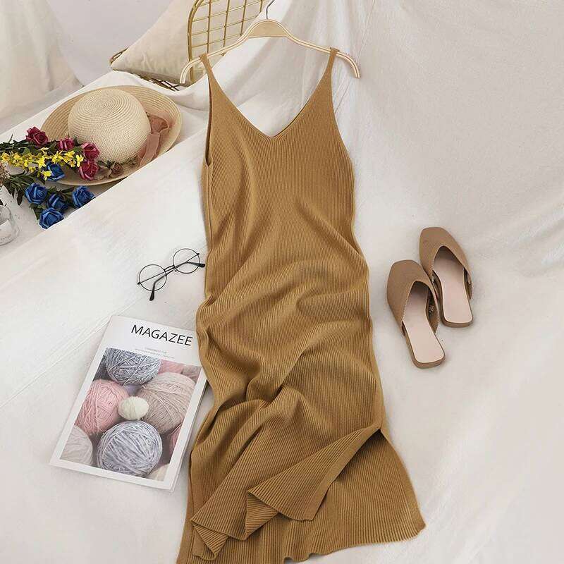 Chic Fashion Sexy Wrap Hips Split Knitted Autumn Women Slim Elastic Bodycon Long Dress Streetwear Outfits Vestido XJ260131