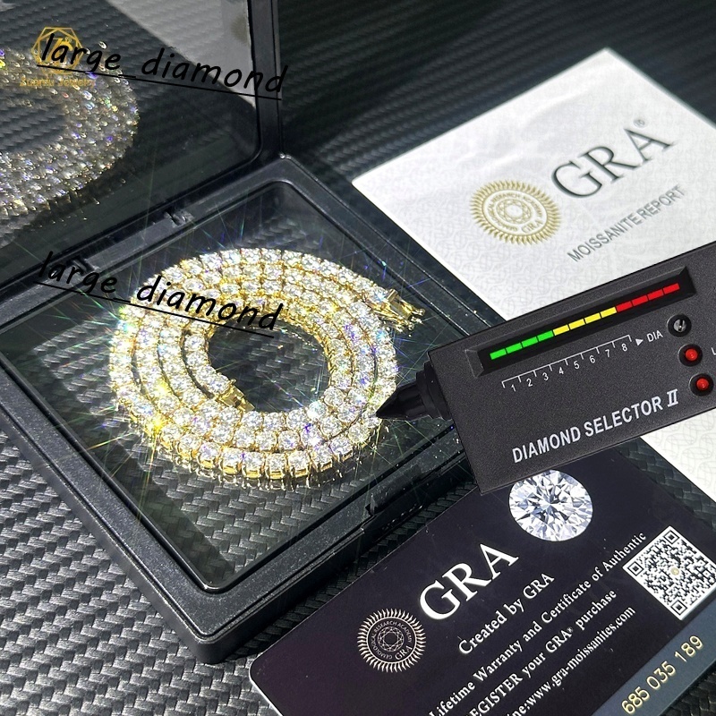 Hot Sale 3mm 4mm 5mm 65mm Pure Silver Pass Diamond Tester VVS Moissanite Stone Tennis Chain Necklace