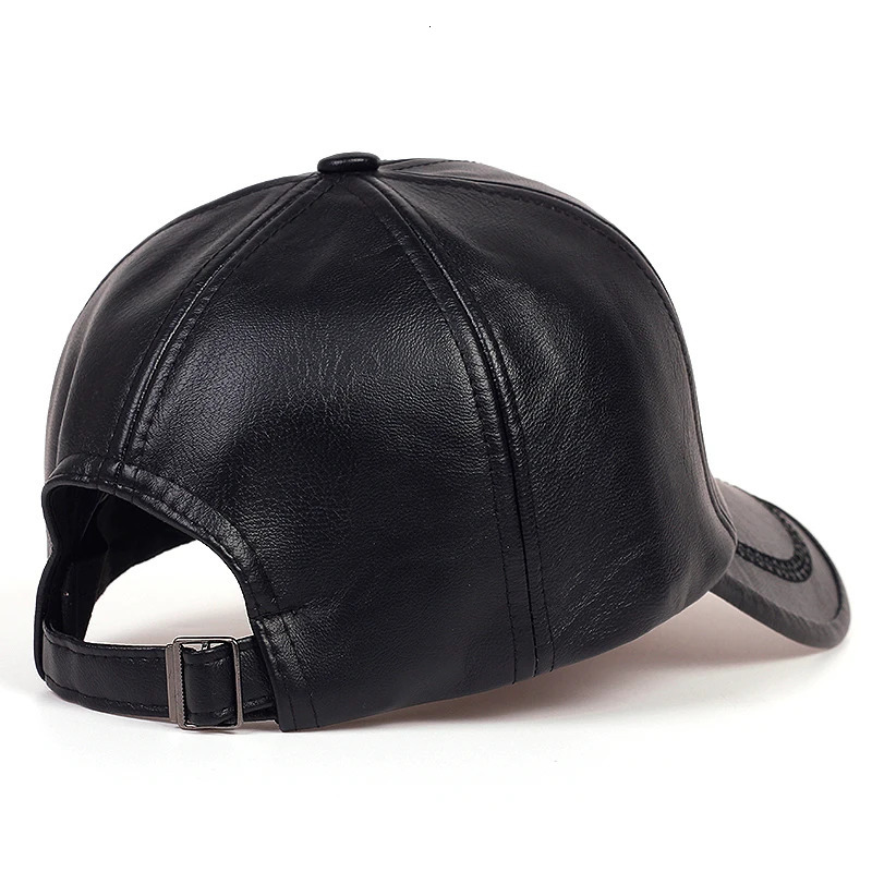 Fashion Solid Winter Leather Baseball Cap Men Autumn Warm Black Bone Masculino Mens hats and Hats gorras 260120
