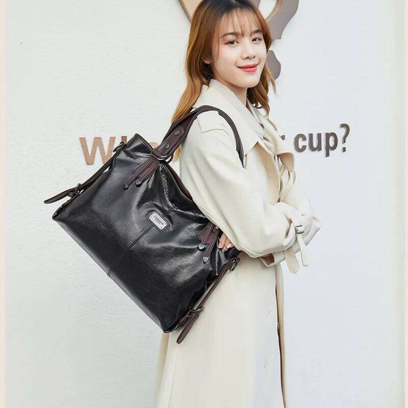 Women's soft leather large capacity women's tote business computer shoulder bag