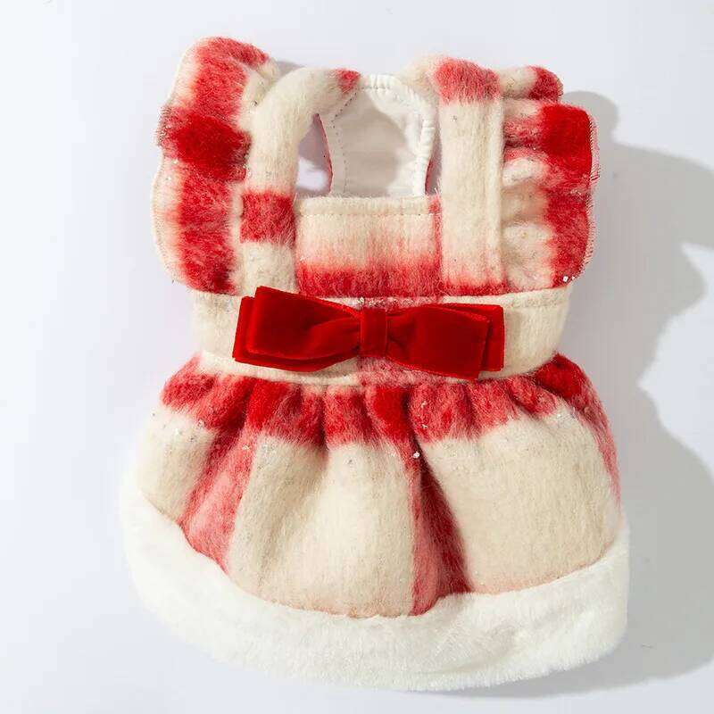 Pet Autumn and Winter Christmas Woolen Dress New Year Red Plaid Cat Coat Cloak Dog for Small Dogs Puppy Clothes H260130