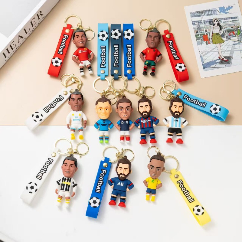 Keychain Messi Cartoon Star Soccer Cute birthday gift Football Player Figure Pendant for Backpack Bag Charm Couple Gift Sports Accessories