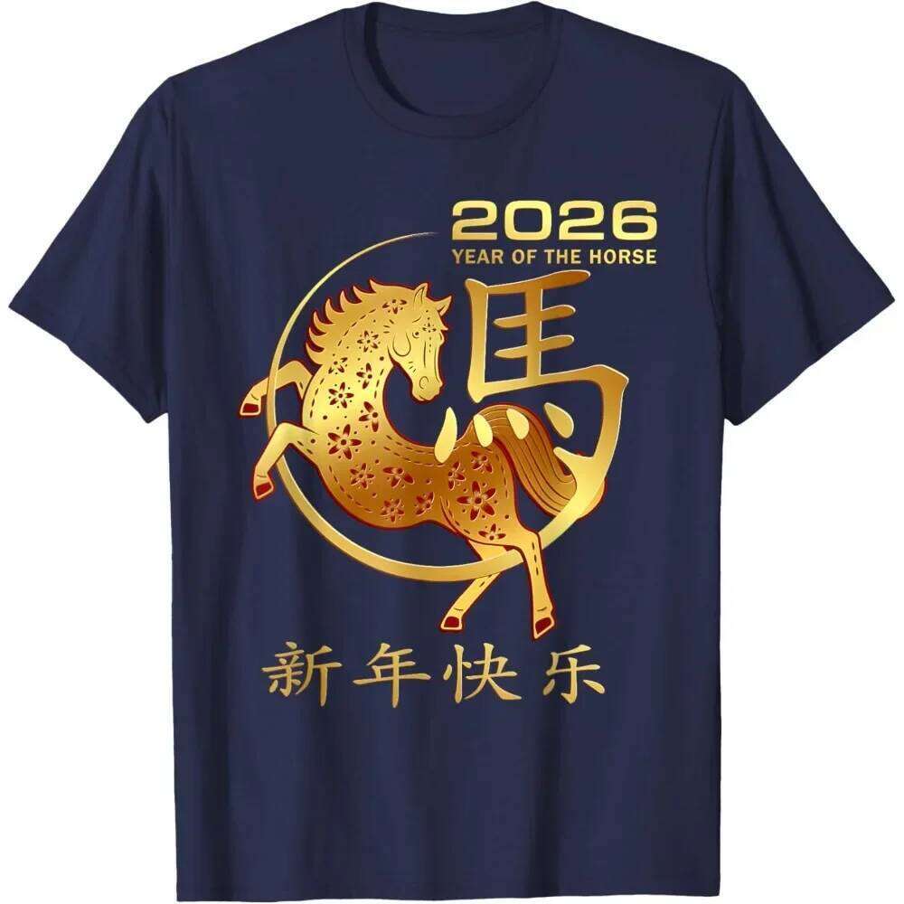 Lunar Happy Unisex Tshirt Chinese New Year of The Horse 2026 T-Shirt Women Men T Shirt Street Fashion Streetwear Tops C260131