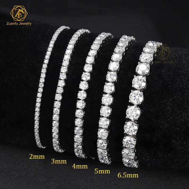 2026 New 3mm 4mm 2mm Color Black Blue Green Round Gra Vvs 925 Sterling Silver Diamond Moissanite Tennis Chain Bracelet for Women