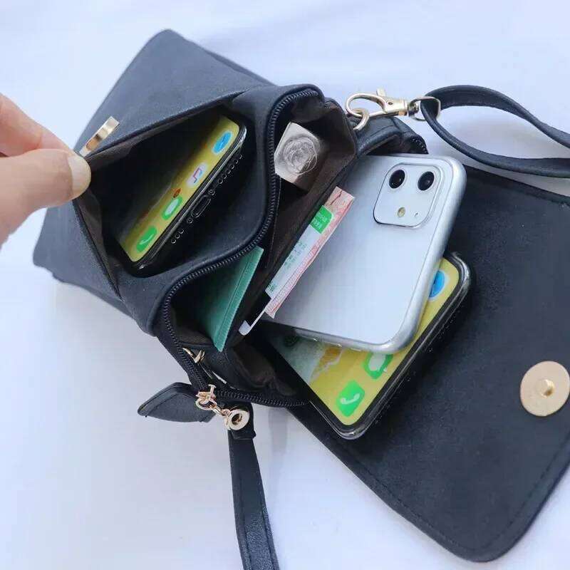 Fashion Crossbody PU Leather Mobile Phone Purse Bags Solid Flap Messenger Bag Small Female Shoulder Handbag for Women