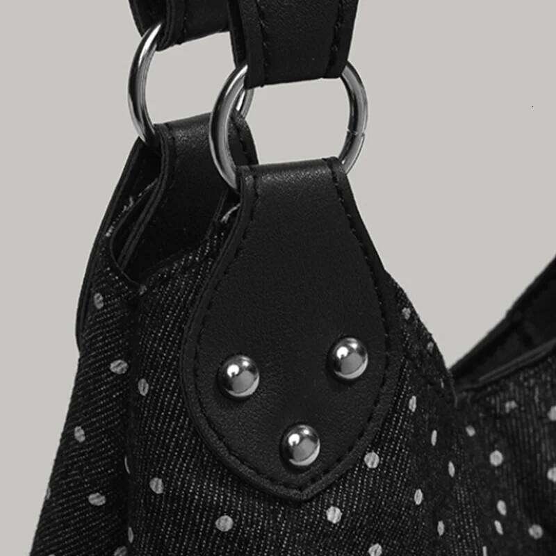 New Korean Polka Dot Shoulder Retro Fashion Large Capacity Women Tote Bag Literary Work Commute Versatile Canvas Handbag XJ260130