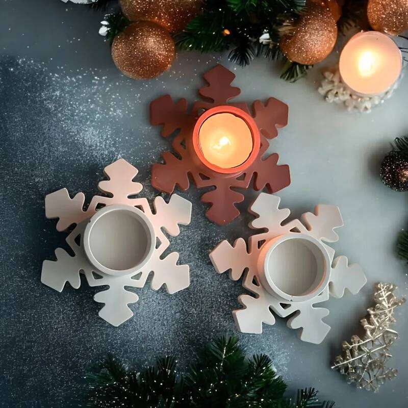 Snowflake Candle Holder Mold for Resin, Silicone, Gypsum, Clay with Central Hole - Christmas, Winter, New Year's Eve Y260131