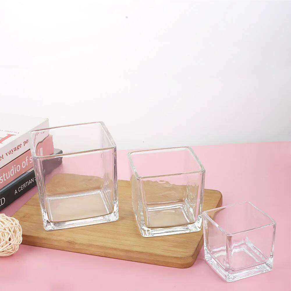 Geometry Square Candlestick Incense Making Candles Jar Supplies Transparent Glass Home Bedroom Desktop Decor DIY Tea Cup Gifts Y260131