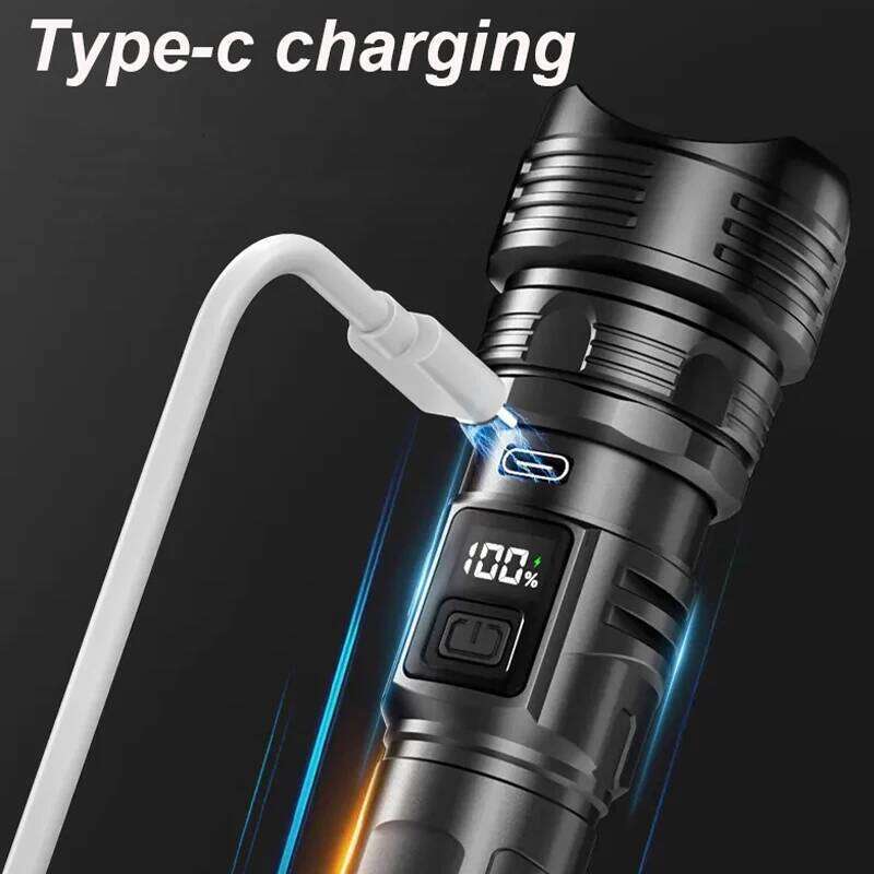 300000 LM High Power Led Flashlight Digital Display Portable USB Rechargeable Lantern Outdoor Tactical Torch Camping Work Lights H260131