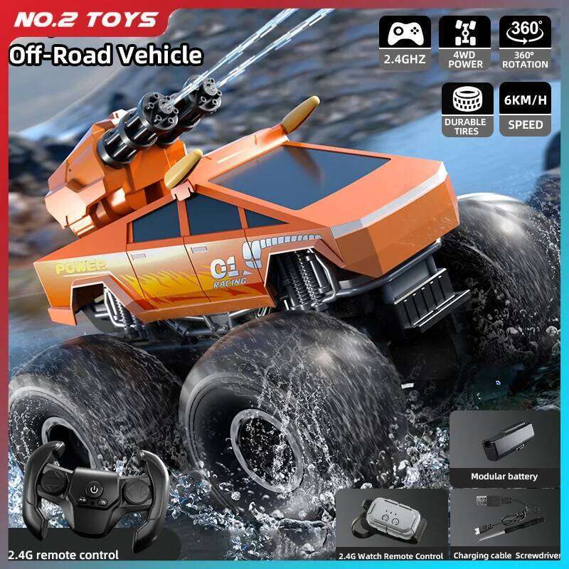JJRC Q213 RC Off-road Stunt Amphibious Vehicle Children's Toy Cars 4WD 2.4G Pick-up Truck Water Cannon Remote Controlled Car Y260131