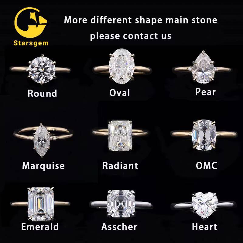 Starsgem Fine Jewelry 14k Solid Gold Cushion Cut Moissanite Center Stone Solitarie Ring for Engagement