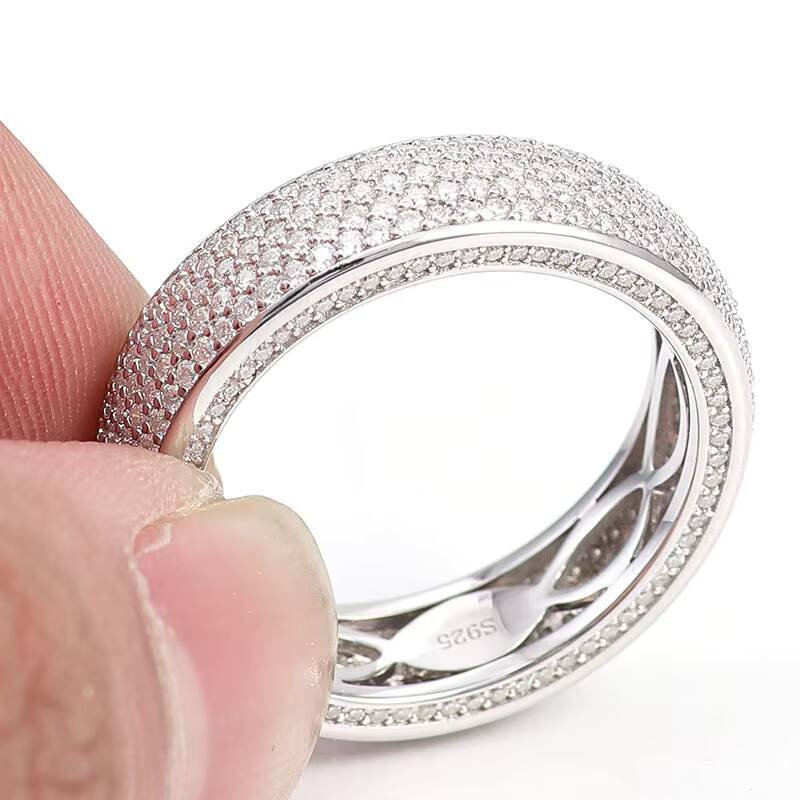 Fashion Silver Rings 925 Men 1mm DEF Color VVS Round Moissanite Ring Custom Jewelry for Engagement Party Finger Rings